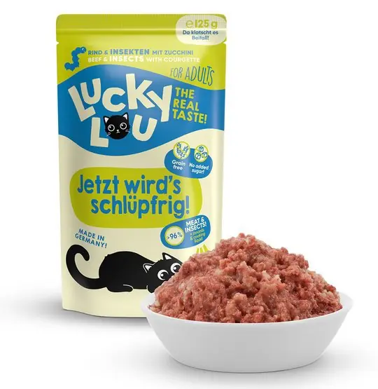 Lucky Lou Lifestage Adult Wołowina i owady bezzbożowa saszetka dla kota 125g Hit sprzedaży