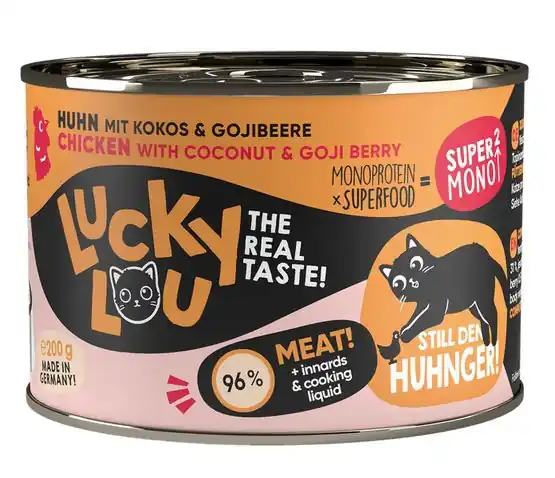 Najlepsza cena Lucky Lou SuperMono monoproteinowa karma dla dorosłych kotów z kurczakiem puszka 200g