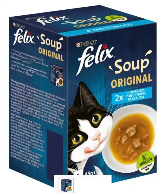 Felix Soup Original Rybne smaki z dorszem, tuńczykiem, płastugą 6x48g Dostępne od ręki