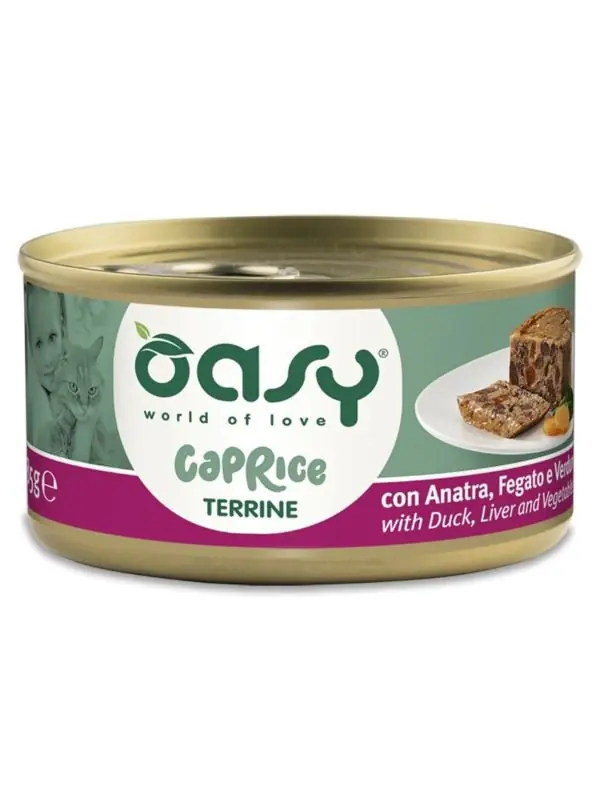 Wysoka jakość Oasy Caprice Terrine pasztet z kawałkami mięsa i warzyw puszka dla kota 85g