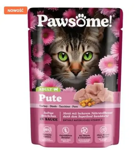 Pawsome Adult kawałki mięsa w pysznym sosie indyk saszetka dla kota 85g Wyprzedaż