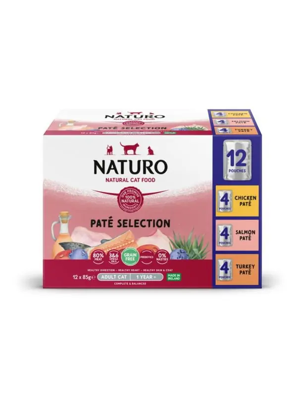 Najlepsza cena Naturo Grain Free Pate VARIETY saszetka w pasztecie dla dorosych sterylizowanych kotów bez zbóż 12x85g