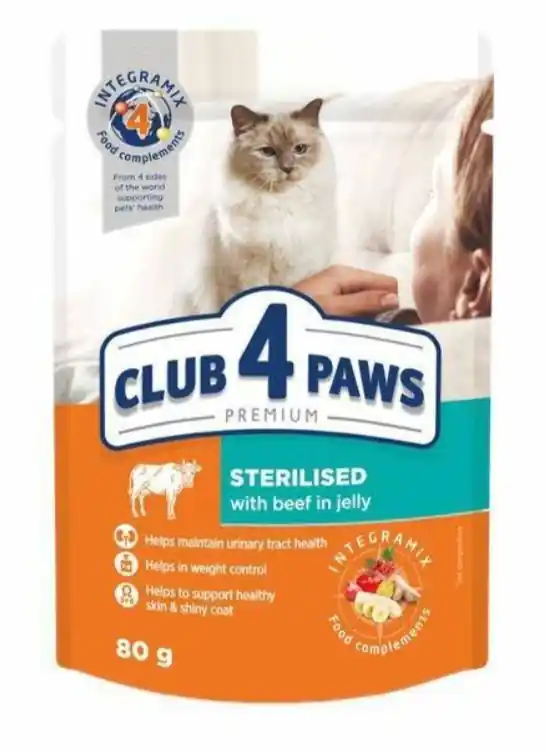 Oferta Club 4 Paws kurczak Sterilised saszetka dla sterylizowanych kotów z kurczakiem 80g