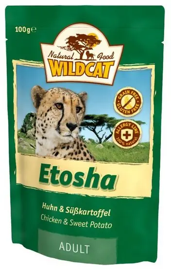 Wildcat Etosha Bez zbóż, glutenu, soi, laktozy kurczak i bataty saszetka dla kota 100g Niska cena