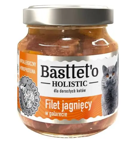 Okazja Bastteto Holistic bezzbożowy i monoproteinowy filet z jagnięcy 75% w galarecie dla kotów 130g