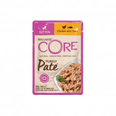 Core Purely Pate Kitten karma mokra dla kociąt kurczak z tuńczykiem 8x85g Dostępne od ręki