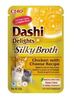 Inaba Cat Dashi Delights Silky Chicken Cheese z kurczakiem i serem karma bulion dla kotów 40g Łatwy zwrot