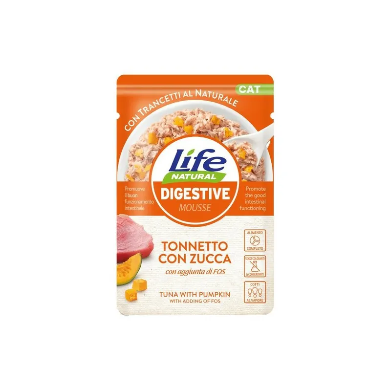 Life Cat Natural Digestive Mousse Karma dla kota z tuńczykiem i dynią w sosie 70g Tylko dziś