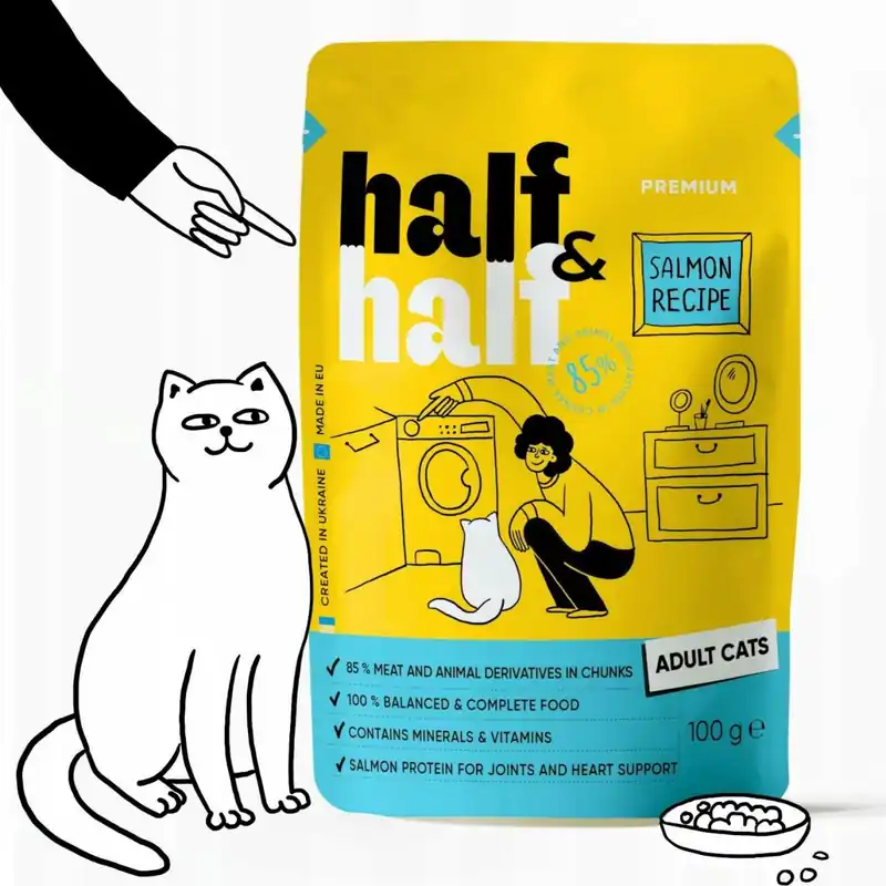 Half & Half Adult Karma mokra dla kota z łososiem w galaretce 100g Obniżka ceny