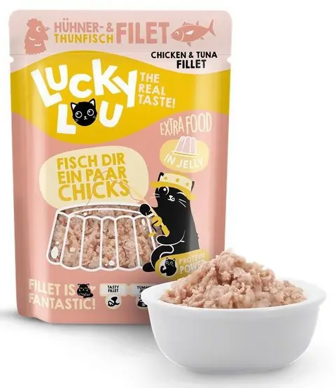 Lucky Lou Extrafood Tuńczyk i kurczak w galaretce saszetka 70g Nowość