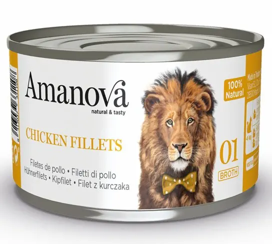 Dostępne od ręki Amanova Cat Fillets karma mokra dla kotów dorosłych z kurczakiem puszka 70g