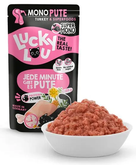 Oferta limitowana Lucky Lou SuperMono Indyk monoproteinowa saszetka dla kota 125g