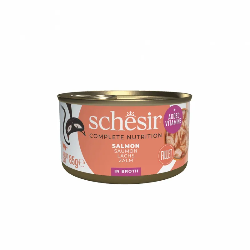 Wyjątkowa oferta Schesir karma mokra dla kota łosoś w naturalnym bulionie 85g