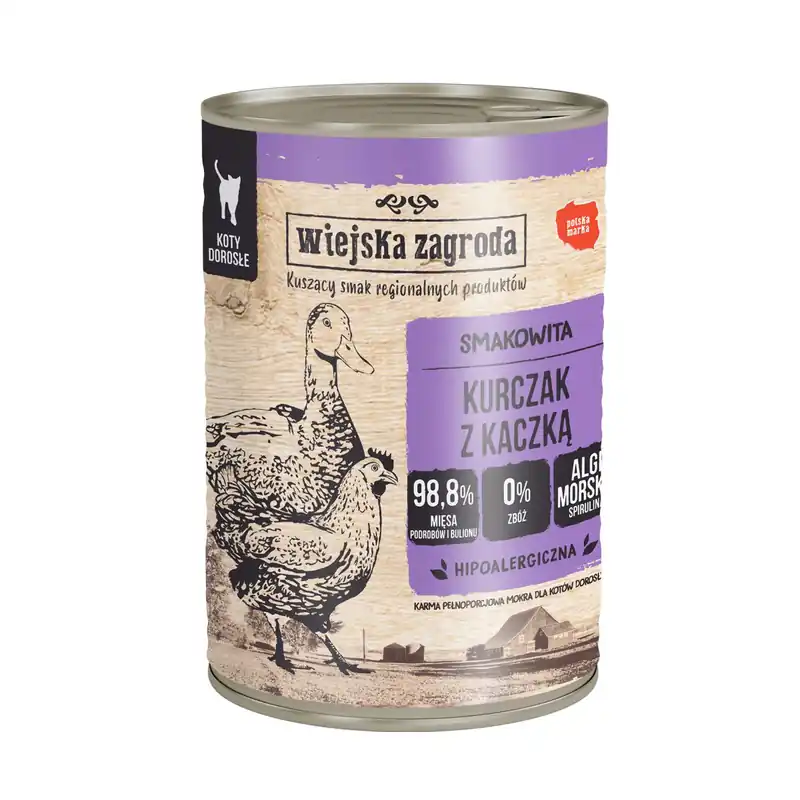 Kup teraz Wiejska Zagroda karma mokra dla kota o smaku kurczaka z kaczką