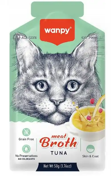 Kup online Wanpy Cat Meat Broth Tuna zupa z mięsnymi kawałkami dla kotów tuńczyk saszetka 50g