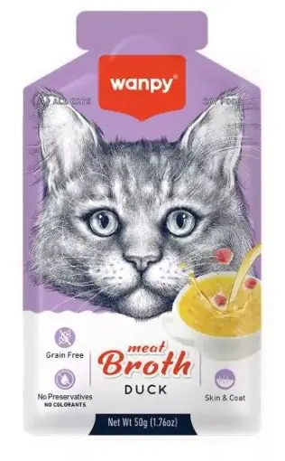 Bezpieczna płatność Wanpy Meat Broth Duck zupa z mięsnymi kawałkami z kaczki dla kotów saszetka 50g