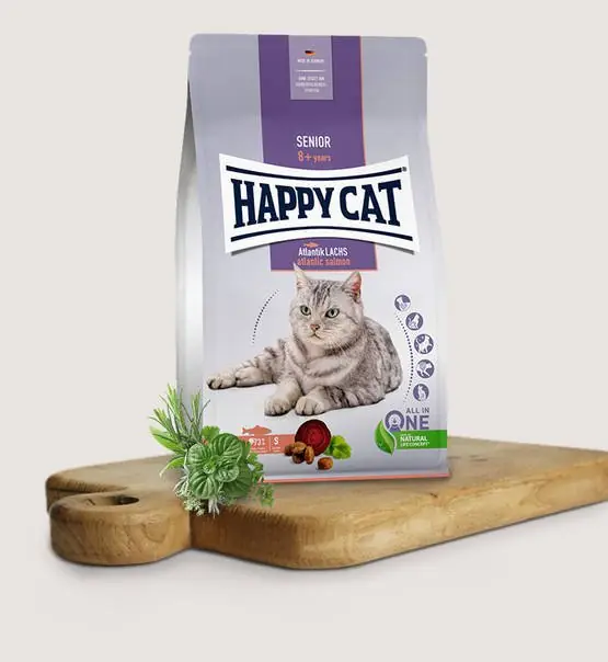 Obniżka ceny Happy Cat Senior Atlantic Salmon łosoś atlantycki dla kotów powyżej 7 roku życia