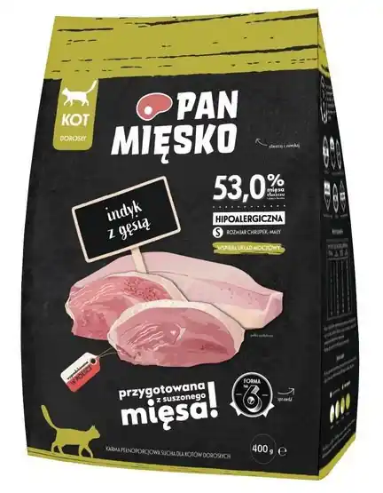 Pan Mięsko Karma sucha dla kota indyk i gęś chrupki S Zamów teraz