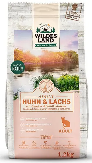 Wildes Land Classic Adult Huhn & Lachs bez zbóż 40% kurczaka i łososia dla dorosłego kota Ekspresowa dostawa