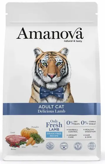 Amanova Delicious karma sucha z jagnięciną dla dorosłego kota 1,5kg Nowy
