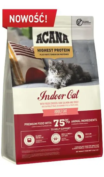 Acana Cat Highest Protein Indoor karma dla kotów niewychodzących z kurczakiem, łososiem i pstrągiem Promocja