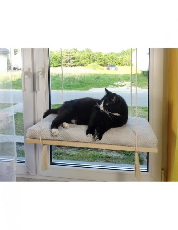 Szybka wysyłka Cat‘s Atelier Drewniana zawieszana półka na okno w kolorze wenge 60cm