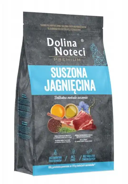 Okazja Dolina Noteci Premium Karma suszona dla kotów z jagnięciną 80% mięsa i podrobów 2kg