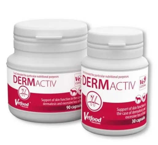 Vetfood Dermactiv preparat wzmacniający włąsciwą pracę skóry dla psa i kota Obniżka ceny