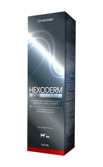 Hit sprzedaży Eurowet Hexoderm Excellence Szampon regulujący mikroflorę skóry dla psów i kotów 200ml