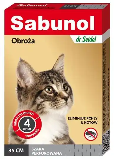 Sabunol Obroża przeciw pchłom dla kota szara 35cm Tylko do końca tygodnia