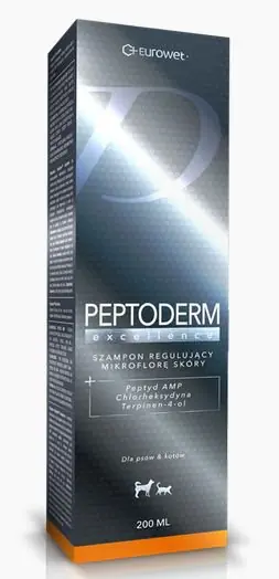 Wysoka jakość Eurowet Peptoderm Excellence szampon wspomagający odbudowę mikroflory skóry u psów i kotów 200ml