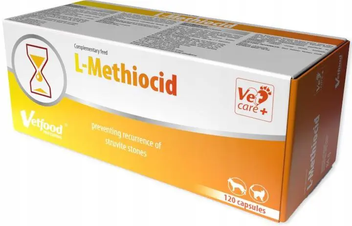 Vetfood L-Methiocid pomaga rozpuszczać istniejące kryształy struwitowe dla psa, kota, chomika lub fretki Nowość