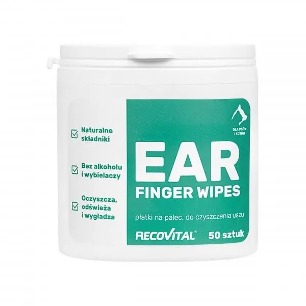 Recovet Ear Finger Wipes płatki do uszu dla psów i kotów 50szt Tylko do końca tygodnia
