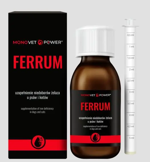 JM Sante Monovet Power Ferrum uzupełnienie niedoborów żelaza u psów i kotów 90ml Łatwy zwrot