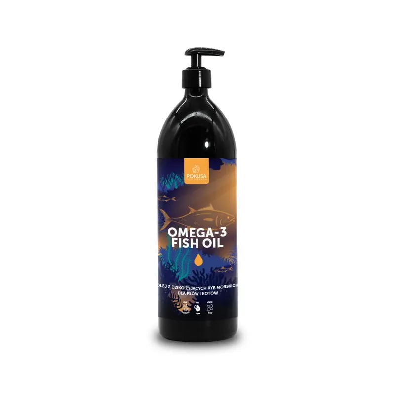Pokusa OceanicLine Omega-3 Fish Oil Olej z Dziko Żyjących Ryb Morskich Dla Psów i Kotów 500 ml Obniżka ceny