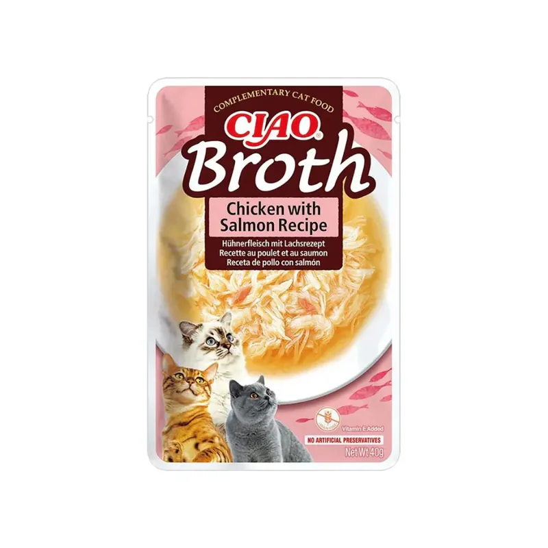 INABA CAT CIAO BROTH CHICKEN WITH SALMON 40g bulion kurczak z łososiem Hit sprzedaży