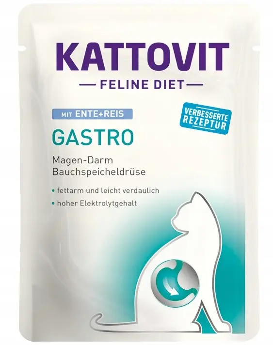 Dostępne od ręki KATTOVIT Gastro kaczka ryż 85g na układ pokarmowy
