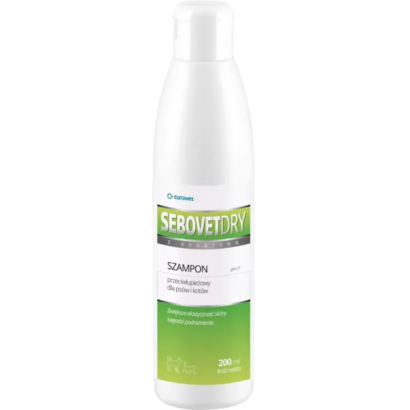 Sebovet - Dry Szampon Dermatologiczny Przeciwłupieżowy Psy Koty 200 ml Bestseller