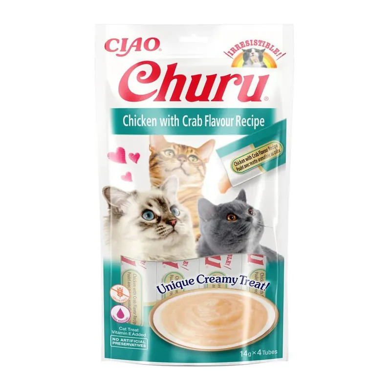 Hit cenowy Inaba Cat Churu Kurczak z Krabem Przysmak Dla Kota 4 x 14 g