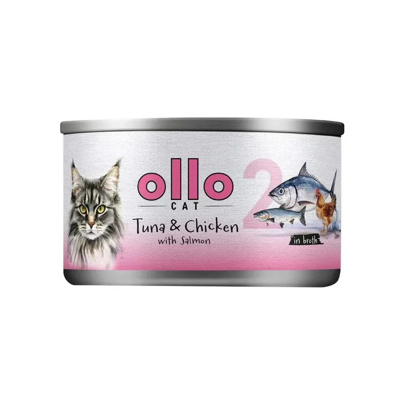 Ollo Cat nr 2 Tuńczyk i Kurczak z Łososiem 70g karma mokra dla kota Zamów dziś