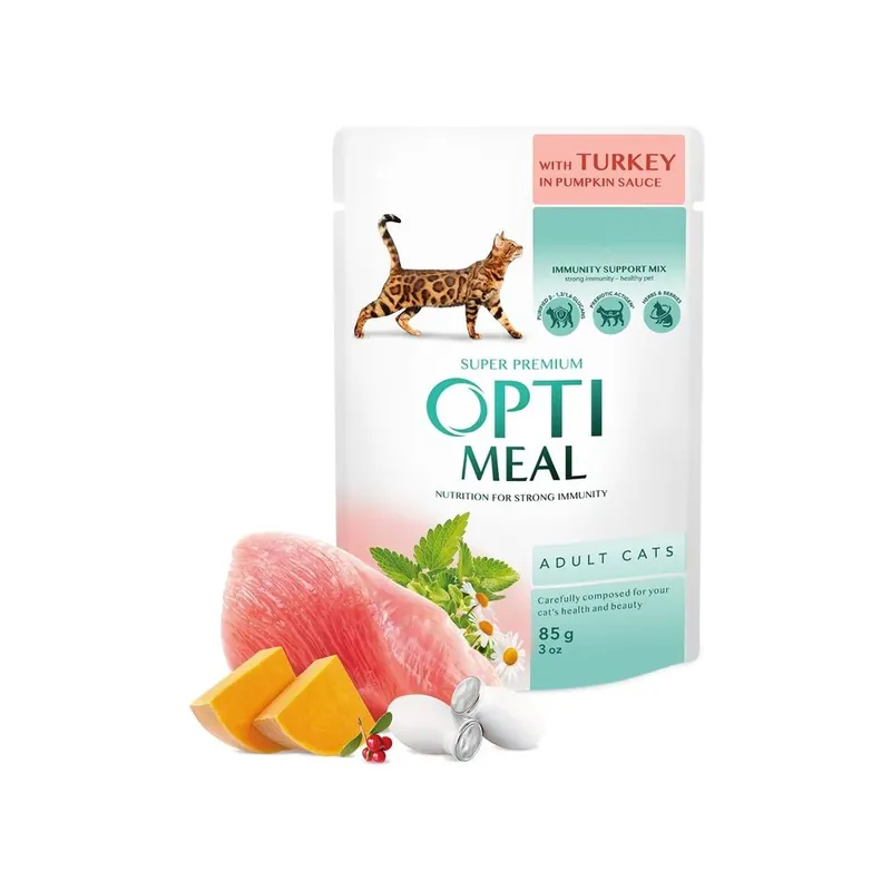 Optimeal Mokra Karma Dla Kota z Indykiem w Sosie Dyniowym 85 g Hit cenowy