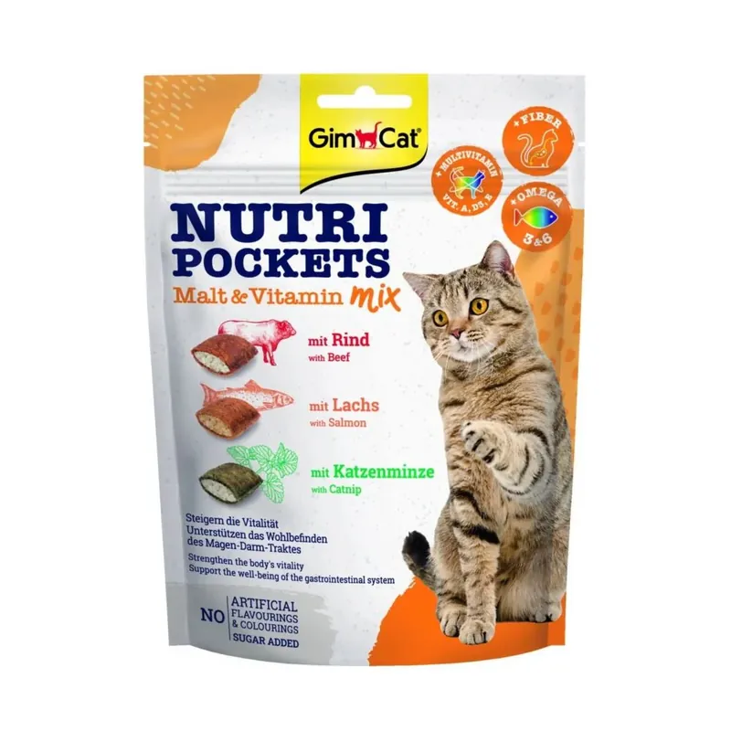 GIMCAT Nutri Pockets Malt-Vitamin Mix 150g trzy smaki Nowy