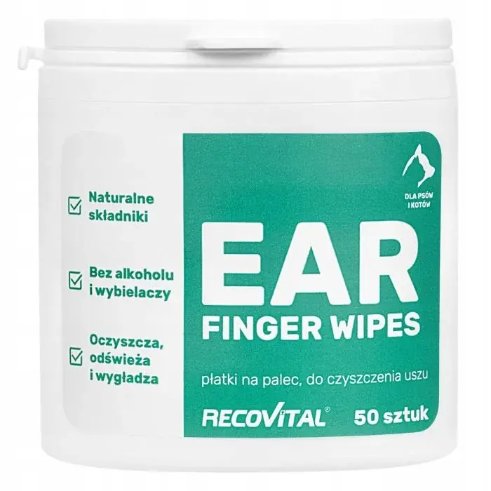 Cena promocyjna Recovital Ear Finger Wipes 50 sztuk płatki do uszu dla zwierząt