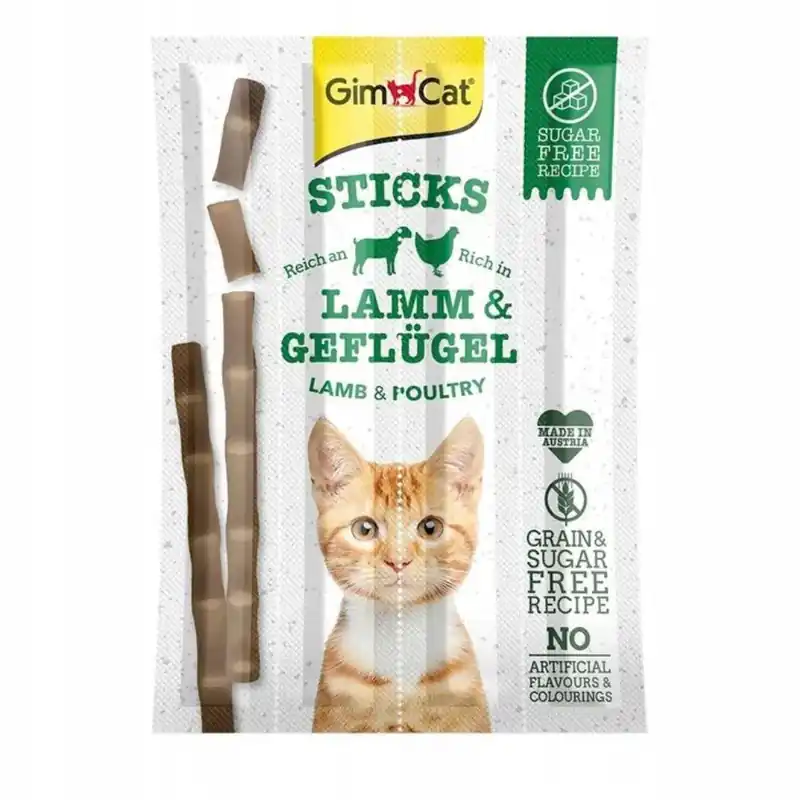 GIMCAT Sticks Drób z Jagnięciną 4x5g przysmak dla kota Nowy