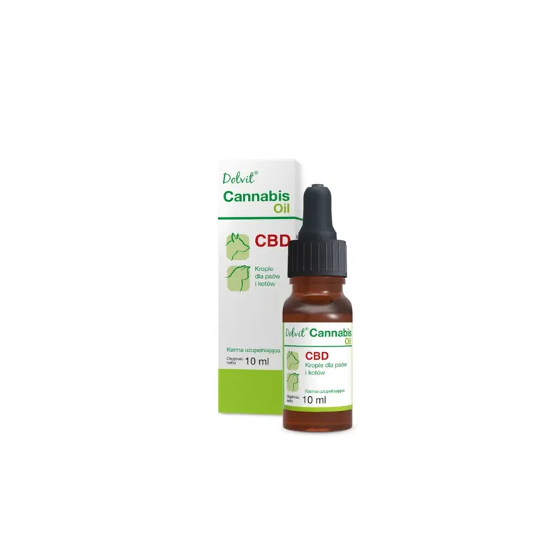 Dolvit Cannabis Oil CBD Krople Uzupełniające Dla Psa i Kota 10 ml Dostępne od ręki
