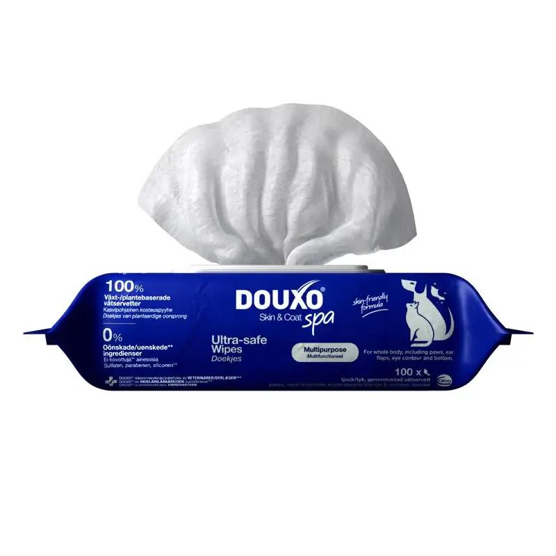 Tani DOUXO Skin & Coat SPA Wipes 100sztuk ultrabezpieczne wielofunkcyjne chusteczki dla psów i kotów