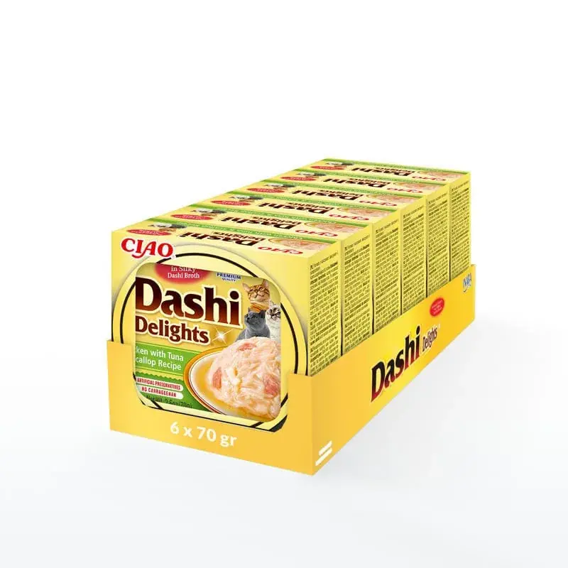 INABA CAT Dashi Delights kurczak tuńczyk i małża 6 x 70g przysmak dla kota Nie przegap