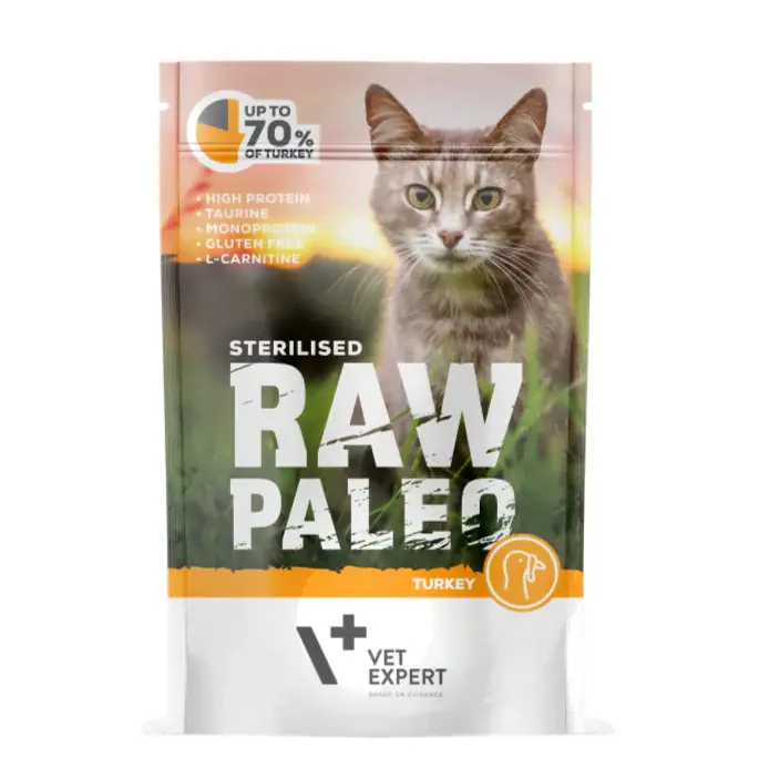 RAW PALEO mokra karma dla kotów sterylizowanych indyk 100g Oferta