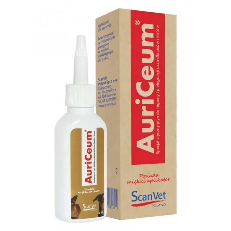 Scanvet Auriceum Płyn Do Pielęgnacji Uszu Dla Psa i Kota 50 ml Cena promocyjna