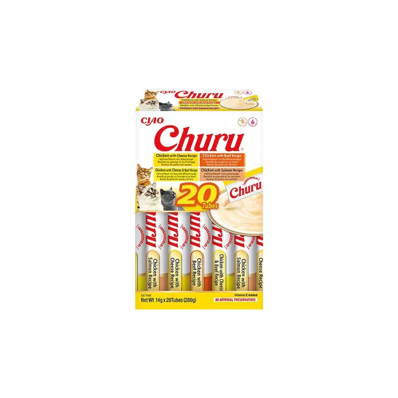Sprawdź teraz INABA CAT Churu mix z kurczakiem i wołowiną 20x14g (280g)